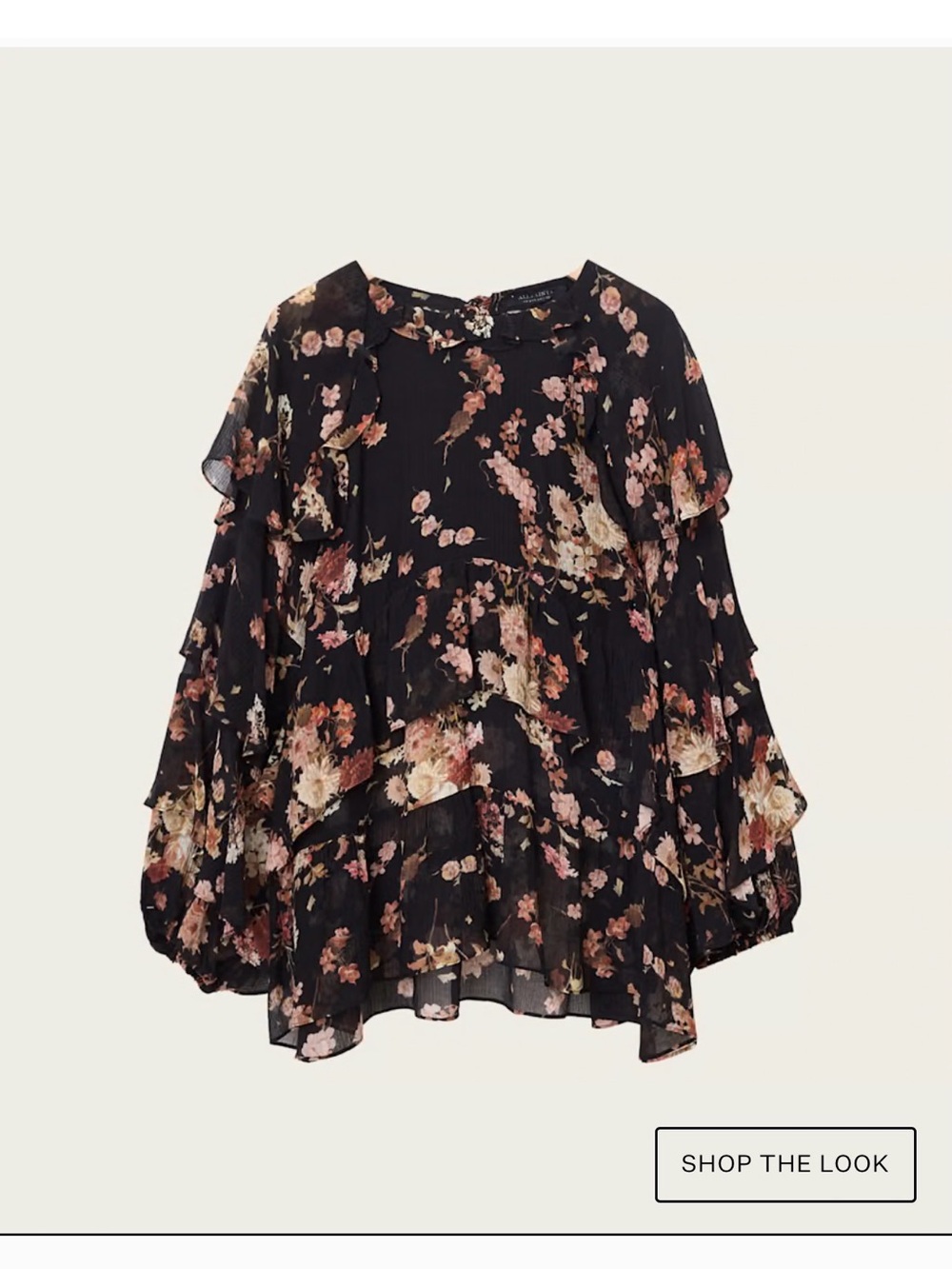 ALL SAINTS
Lissie Floral print Ruffle Long-Sleeve Blouse - Black - Picture 5 of 9